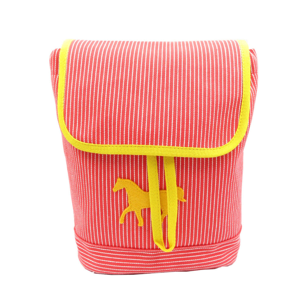 HERMES Backpack cotton Red Kids hose stripe caval color Kids(Unisex) Used Authentic