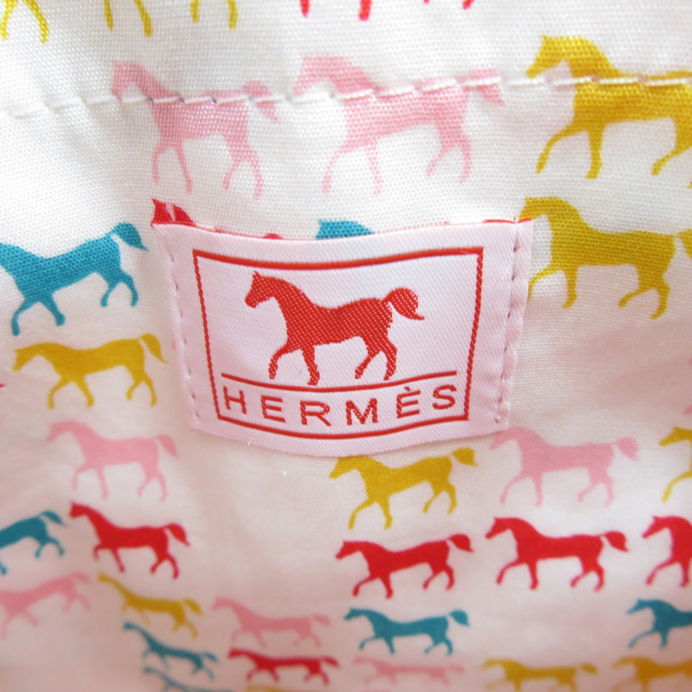 HERMES Backpack cotton Red Kids hose stripe caval color Kids(Unisex) Used Authentic