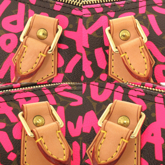 LOUIS VUITTON Handbag M93704 Monogram canvas Fuchsia Monogram graffiti Speedy 30 Women Used Authentic