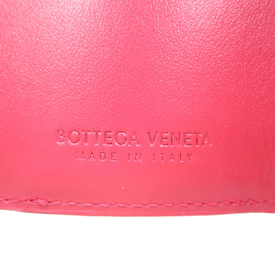 BOTTEGAVENETA Tri-fold wallet lambskin pink Women Used Authentic