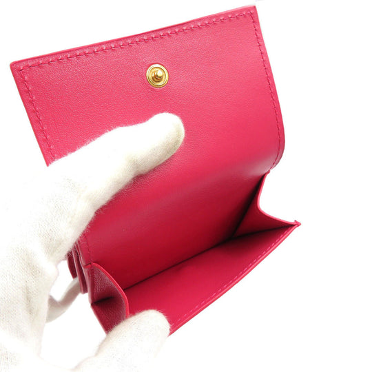 BOTTEGAVENETA Tri-fold wallet lambskin pink Women Used Authentic