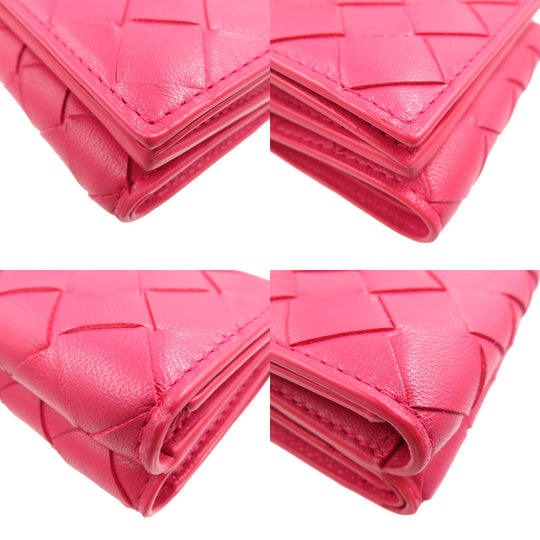 BOTTEGAVENETA Tri-fold wallet lambskin pink Women Used Authentic