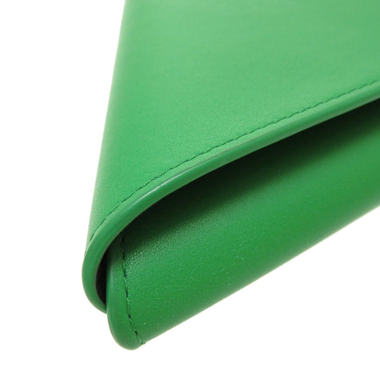 BOTTEGAVENETA Clutch bag leather green Triangle Women Used Authentic