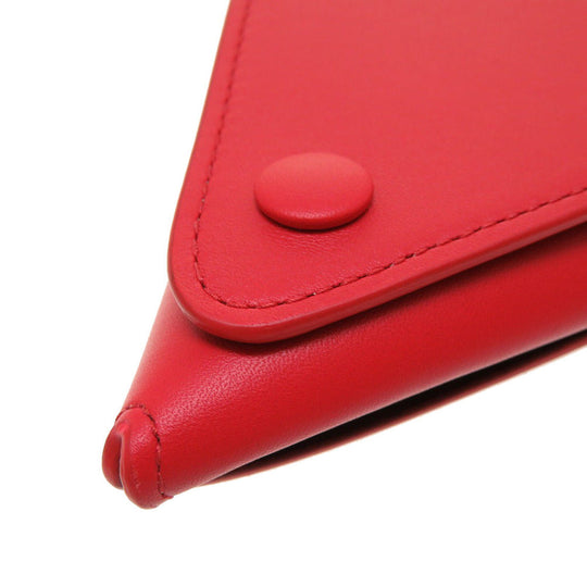 BOTTEGAVENETA Pouch leather Red Triangle Women Used Authentic