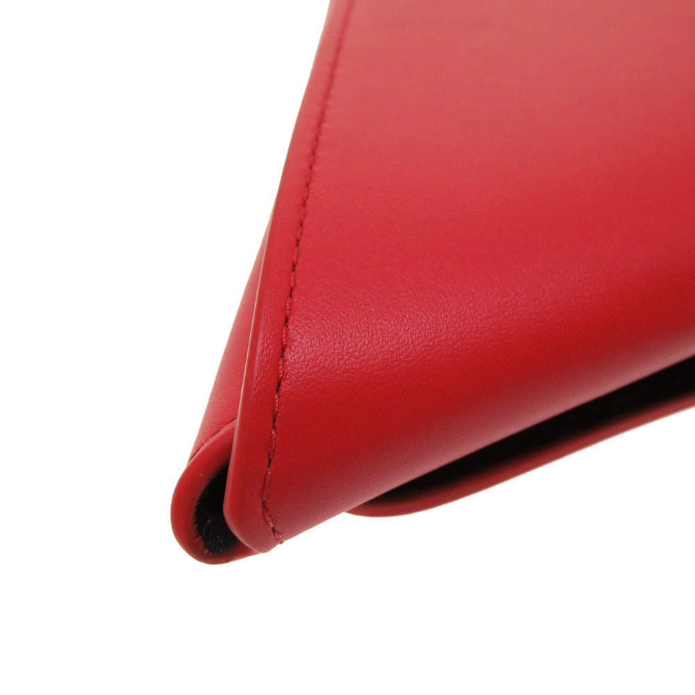 BOTTEGAVENETA Pouch leather Red Triangle Women Used Authentic