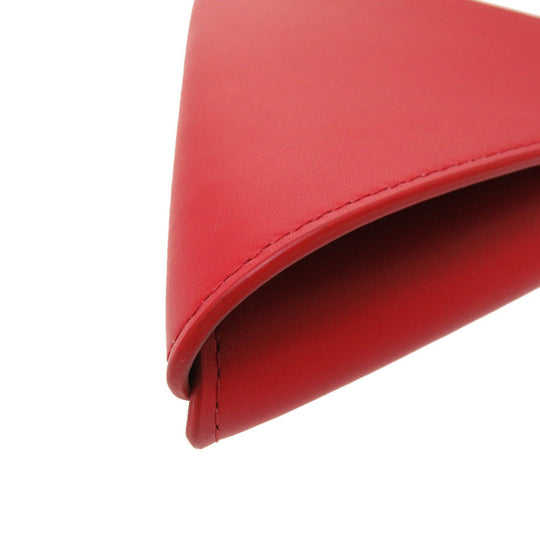 BOTTEGAVENETA Pouch leather Red Triangle Women Used Authentic