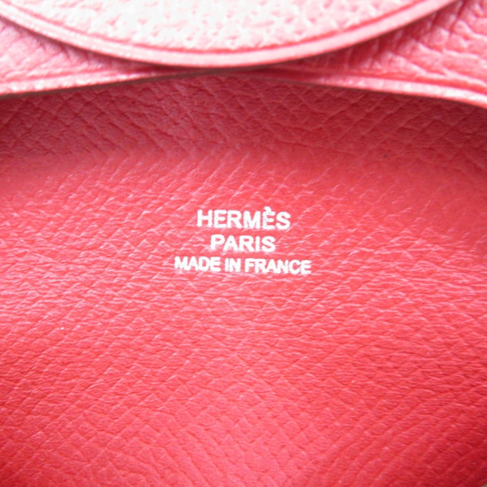 HERMES Coin case 041054CK Epsom Rouge Garance Bastia Women Used Authentic