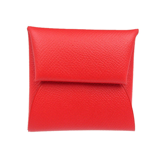 HERMES Coin case 041054CK Epsom Rouge Garance Bastia Women Used Authentic