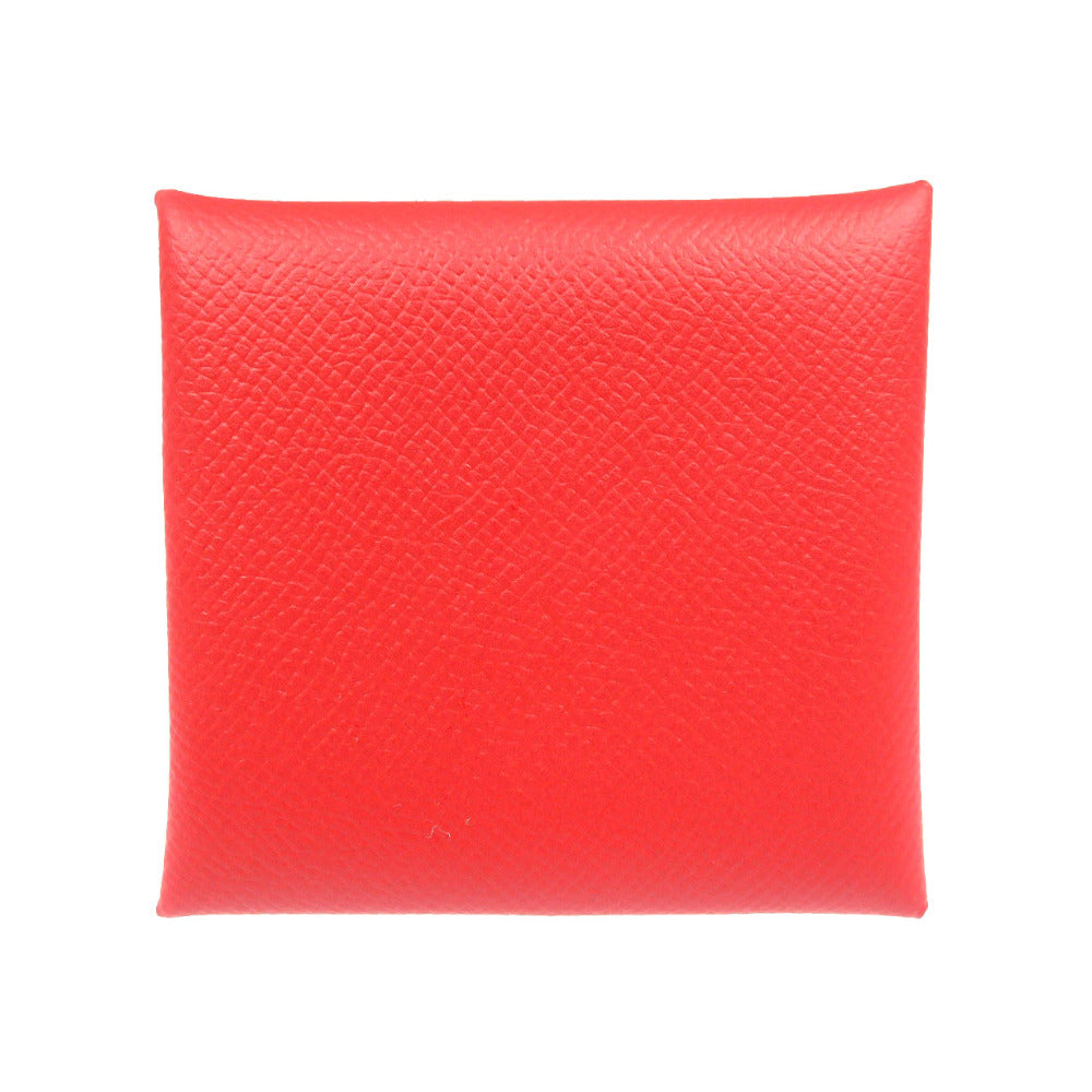 HERMES Coin case 041054CK Epsom Rouge Garance Bastia Women Used Authentic