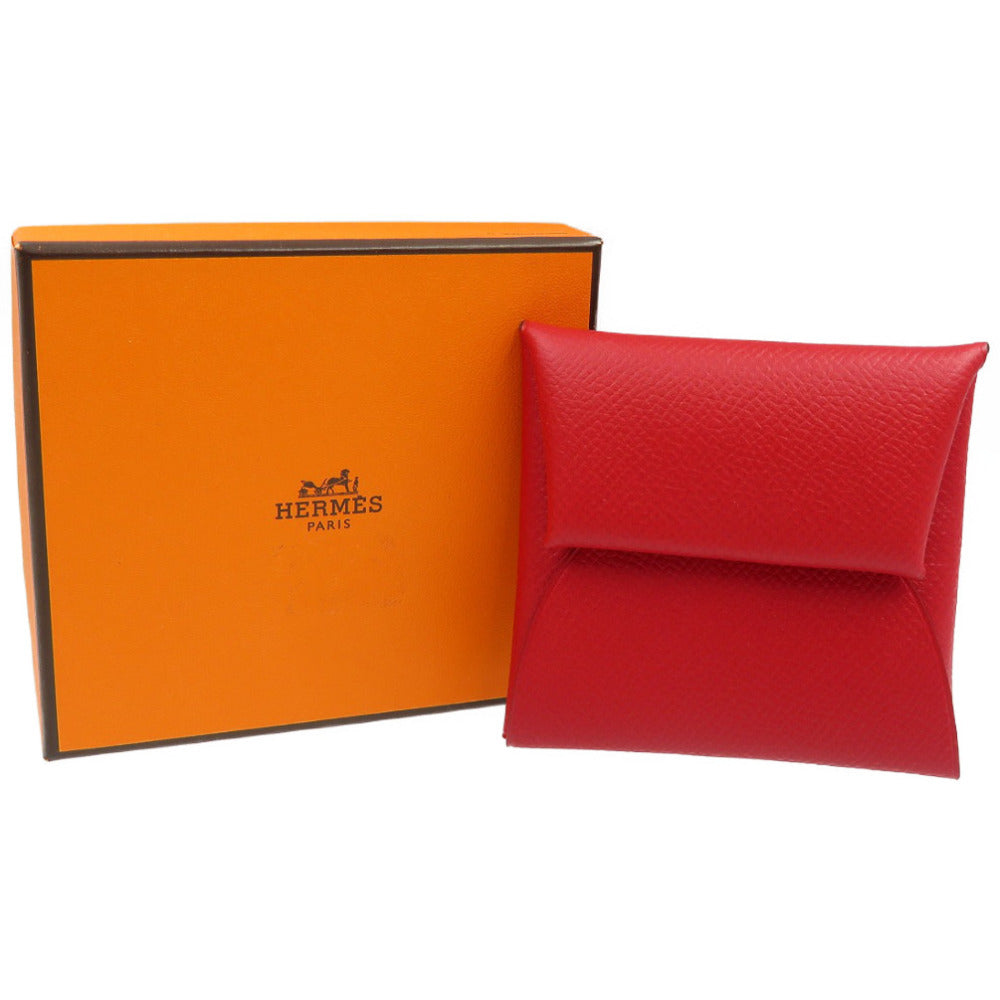 HERMES Coin case 041054CK Epsom Rouge Garance Bastia Women Used Authentic