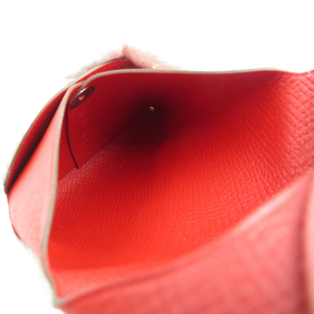 HERMES Coin case 041054CK Epsom Rouge Garance Bastia Women Used Authentic