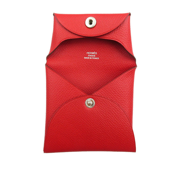 HERMES Coin case 041054CK Epsom Rouge Garance Bastia Women Used Authentic
