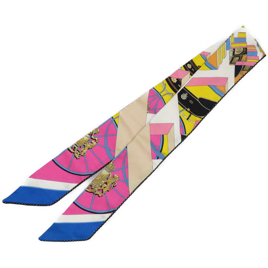 HERMES scarf silk pink Twilly pocket Women Used Authentic
