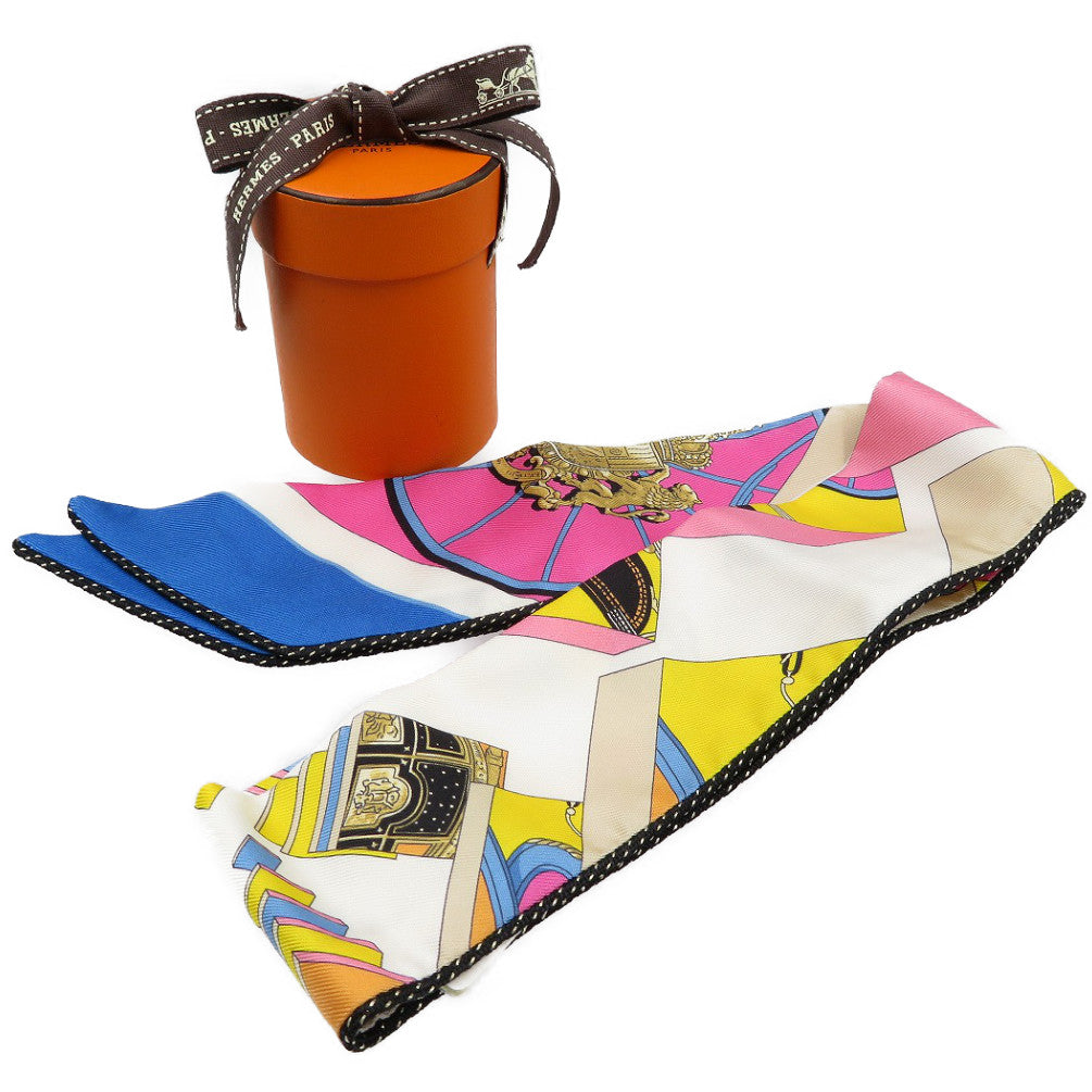 HERMES scarf silk pink Twilly pocket Women Used Authentic