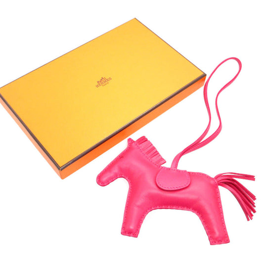 HERMES key ring leather Rose mexico Bag charm Rodeo Charm MM Women Used Authentic