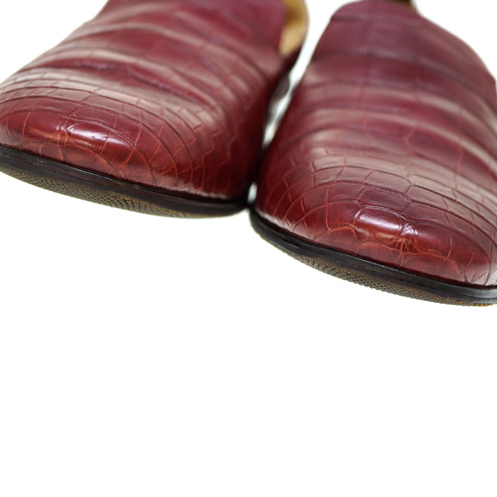 HERMES Leather shoes Matt Croco Bordeaux loafer shoes mens 41.5 Used Authentic