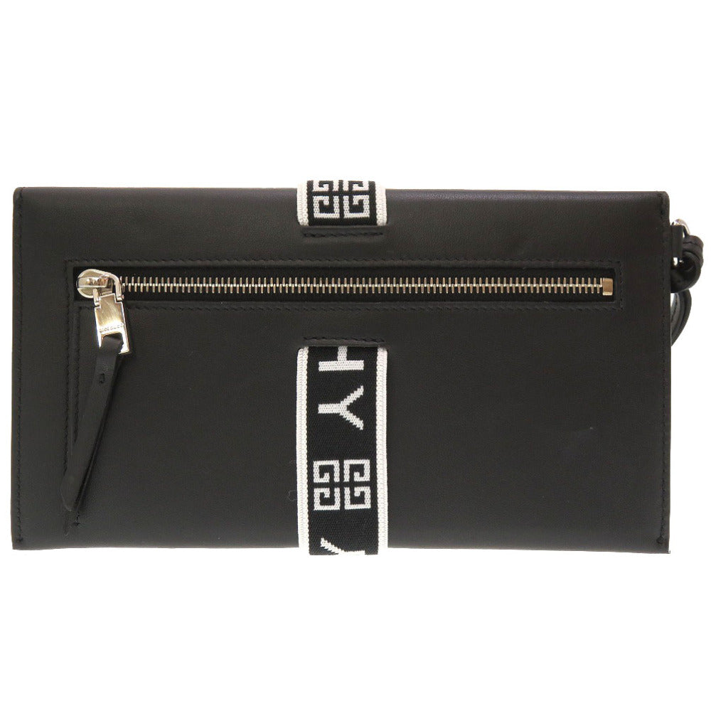 GIVENCHY Clutch bag leather black logo Women Used Authentic