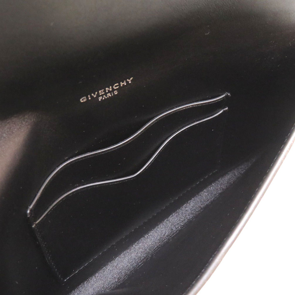 GIVENCHY Clutch bag leather black logo Women Used Authentic