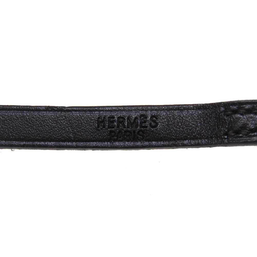 HERMES bracelet leather black Appi 3 Women Used Authentic