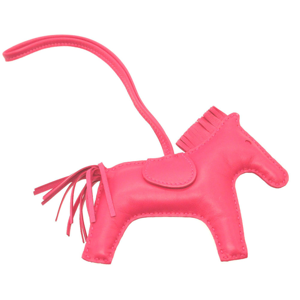 HERMES key ring leather Rose mexico Bag charm Rodeo Charm MM Women Used Authentic