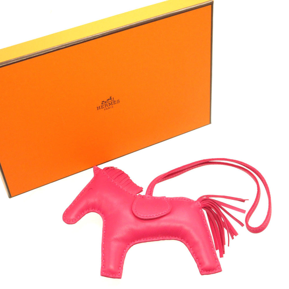 HERMES key ring leather Rose mexico Bag charm Rodeo Charm MM Women Used Authentic