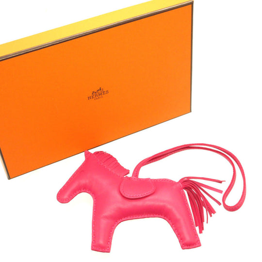 HERMES key ring leather Rose mexico Bag charm Rodeo Charm MM Women Used Authentic