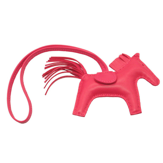 HERMES key ring leather Rose mexico Bag charm Rodeo Charm PM Women Used Authentic