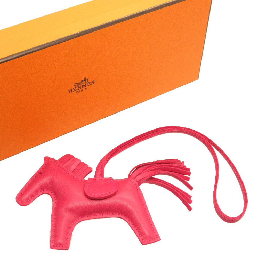 HERMES key ring leather Rose mexico Bag charm Rodeo Charm PM Women Used Authentic