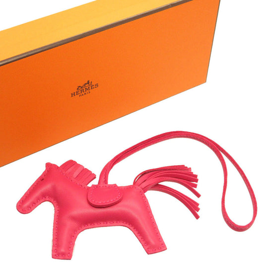 HERMES key ring leather Rose mexico Bag charm Rodeo Charm PM Women Used Authentic
