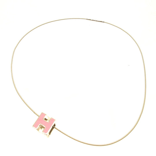 HERMES Necklace metal pink H cube Women Used Authentic