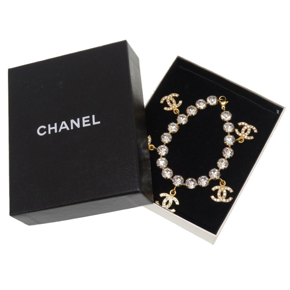 CHANEL bracelet Rhinestone gold COCO Mark vintage Women Used Authentic