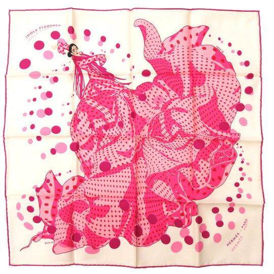 HERMES scarf silk pink Carre40 Ora Flamenca i HOLA FLAMENCA! Women Used Authentic