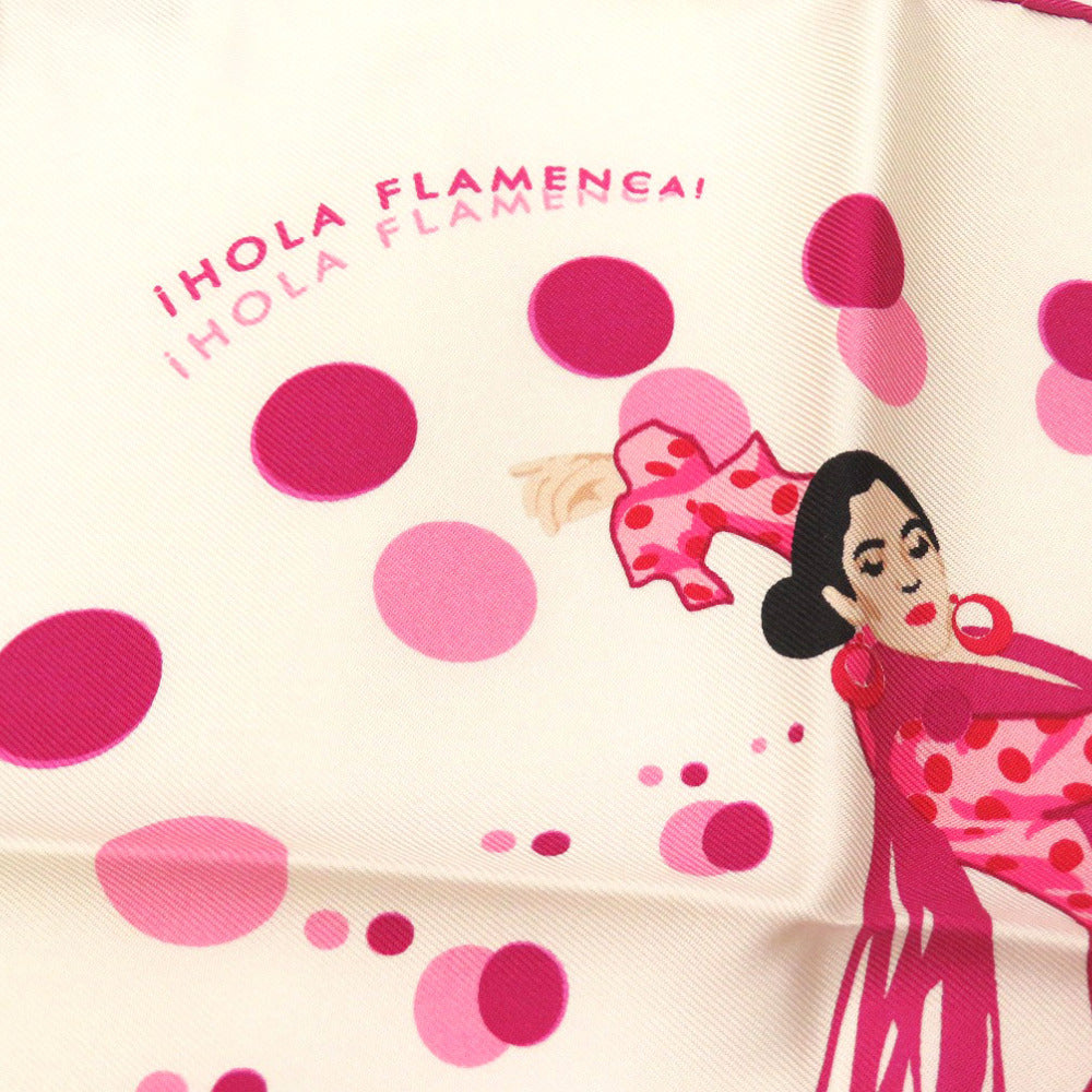 HERMES scarf silk pink Carre40 Ora Flamenca i HOLA FLAMENCA! Women Used Authentic