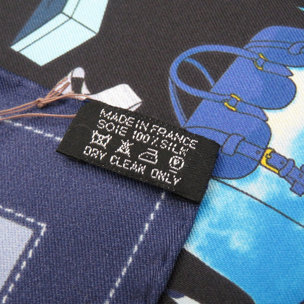 HERMES scarf silk blue Carre40 MONSIEUR ET MADAME Monsieur & Madam unisex(Unisex) Used Authentic