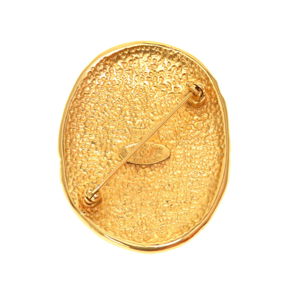 CHANEL Brooch metal gold Crown COCO Mark Vintage Women Used Authentic