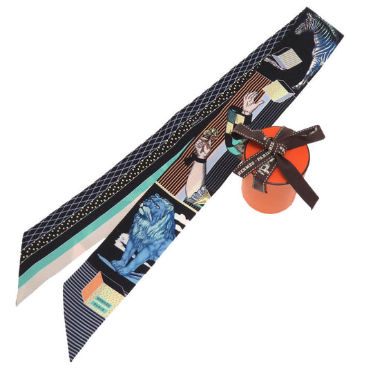 HERMES scarf silk Noir Twilly Grand Theater Nouveau TWILLY Grand Theater Nouveau Women Used Authentic