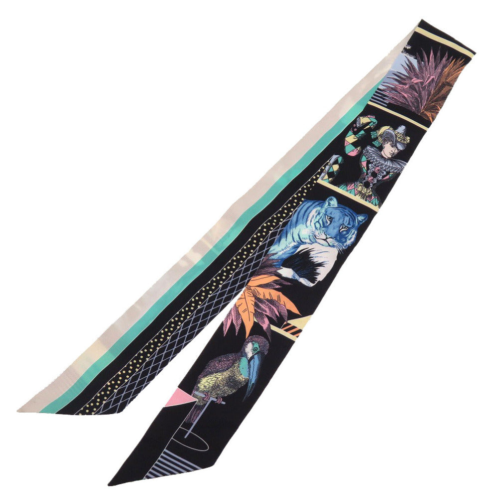 HERMES scarf silk Noir Twilly Grand Theater Nouveau TWILLY Grand Theater Nouveau Women Used Authentic
