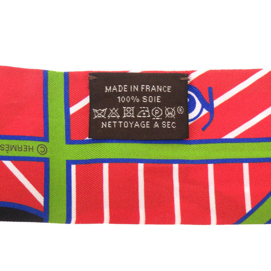 HERMES scarf silk Rouge Twilly Quadrige Bayadere Women Used Authentic