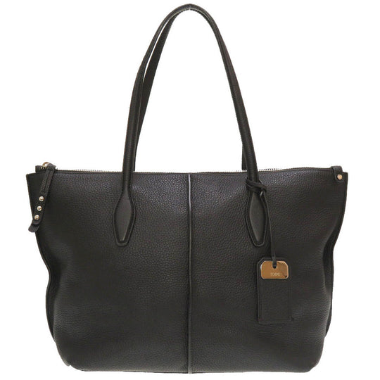 TOD'S Tote Bag leather black Joy Women Used Authentic