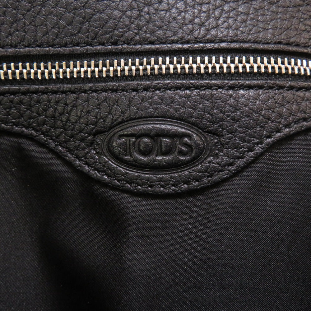 TOD'S Tote Bag leather black Joy Women Used Authentic