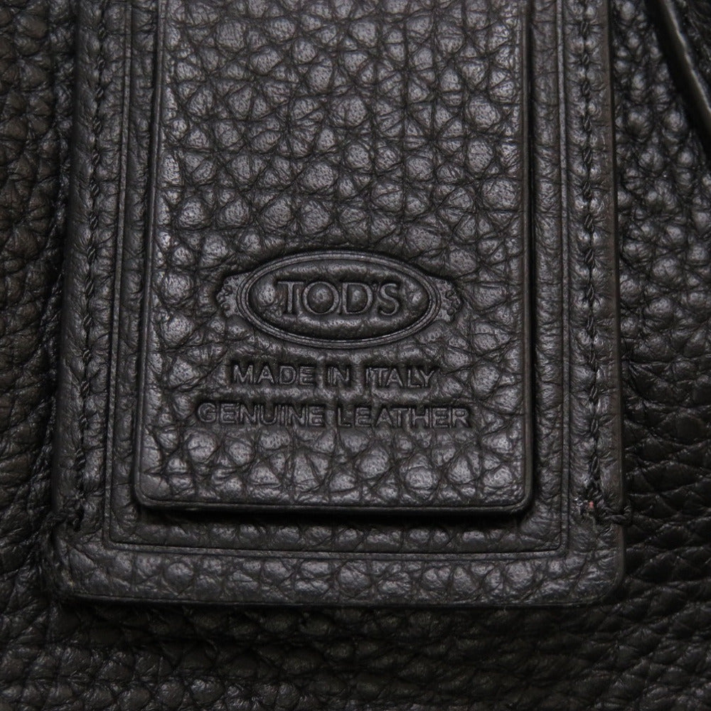 TOD'S Tote Bag leather black Joy Women Used Authentic