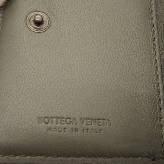 BOTTEGAVENETA Tri-fold wallet leather black Compact wallet INTRECCIATO mens(Unisex) Used Authentic