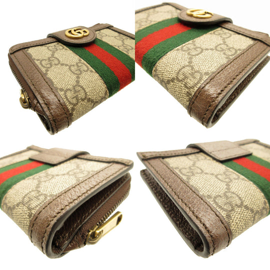 GUCCI Card Case 699353 GG canvas, leather beige Compact wallet Ofidia GG Marmont Women Used Authentic