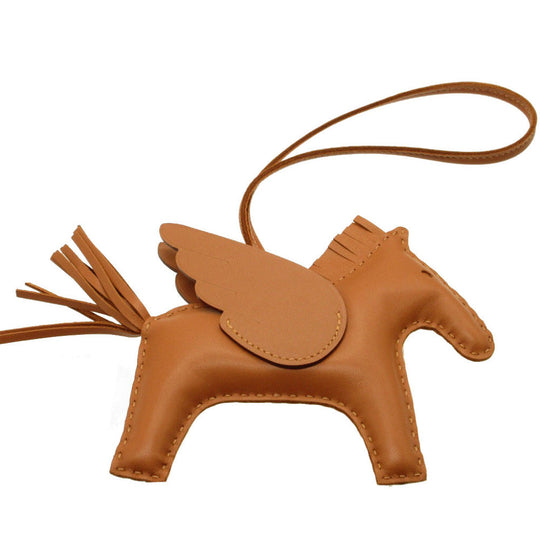 HERMES key ring leather so gold Bag charm rodeo pegasus charm MM Women Used Authentic