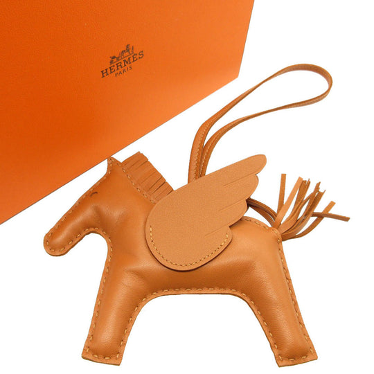 HERMES key ring leather so gold Bag charm rodeo pegasus charm MM Women Used Authentic