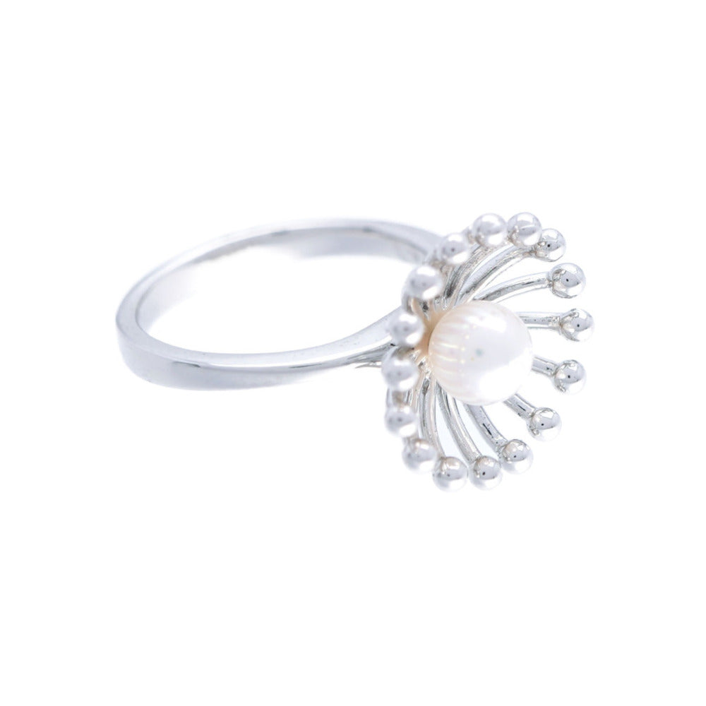 MIKIMOTO Ring Pearl, Silver925 Silver Perlita Pearl 0.2" Women M Used Authentic