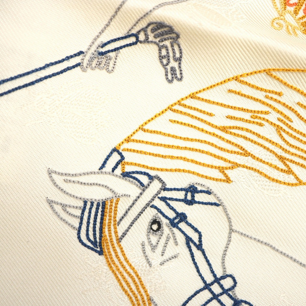 HERMES scarf silk Ivory hermes story Triangle scarf Carre Women Used Authentic