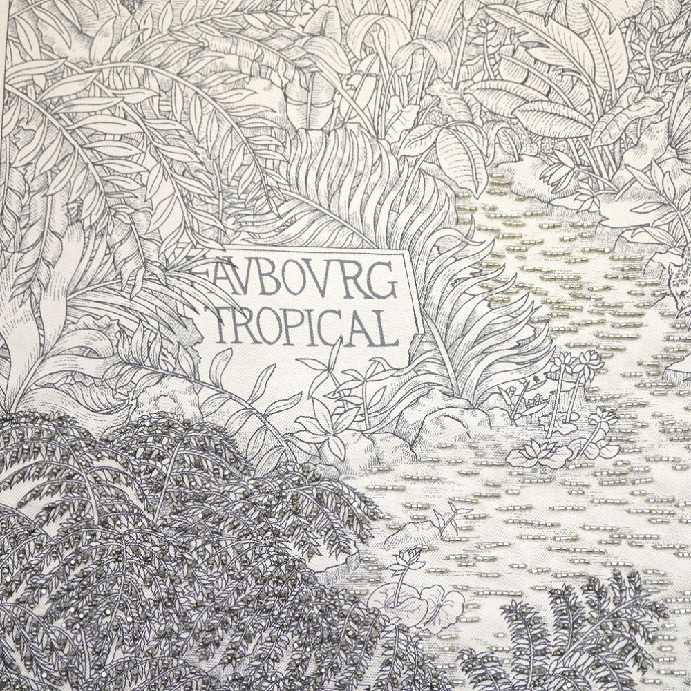 HERMES scarf silk gray Faubourg Tropical Faubourg Tropical Carre90 Women Used Authentic