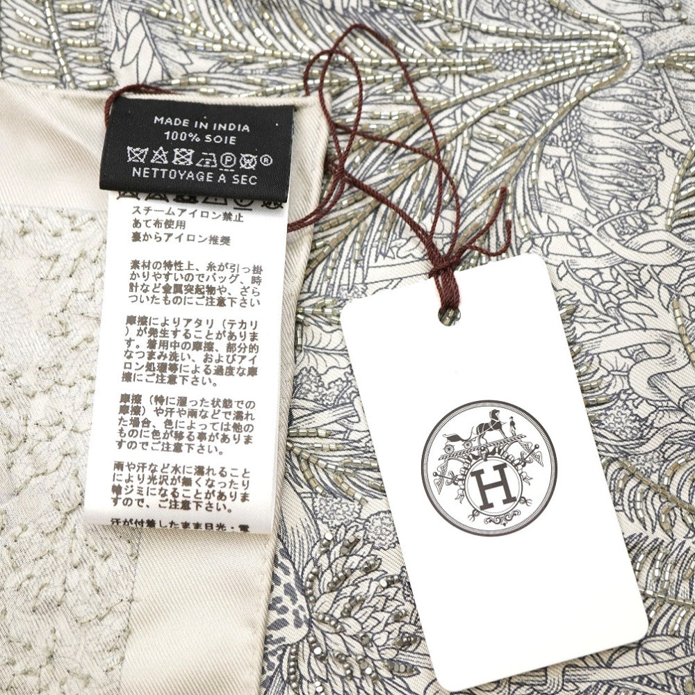HERMES scarf silk gray Faubourg Tropical Faubourg Tropical Carre90 Women Used Authentic
