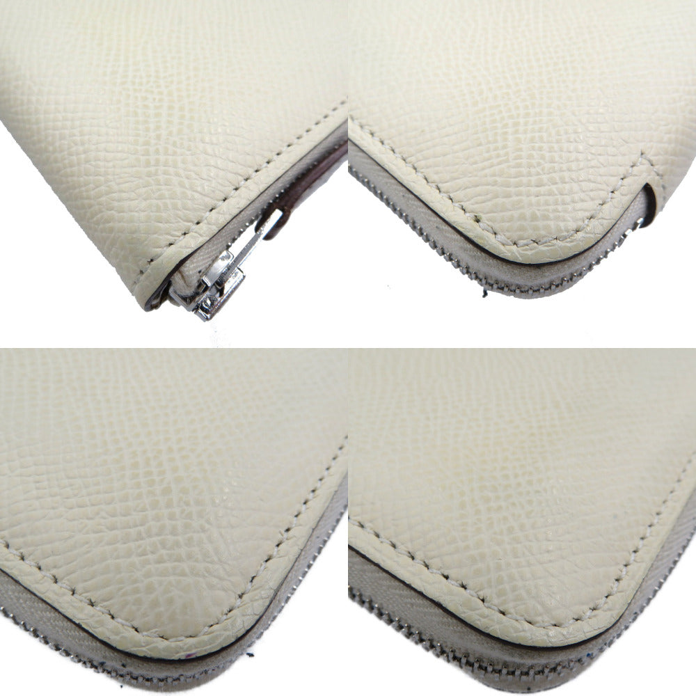 HERMES Coin case Epsom off white Azap compact silk in Women Used Authentic